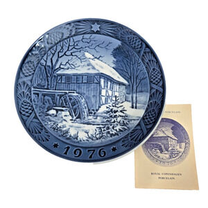Royal Copenhagen 1976 Vibaek Water-Mill Collector Plate Denmark, 7.25" Blue -Vtg